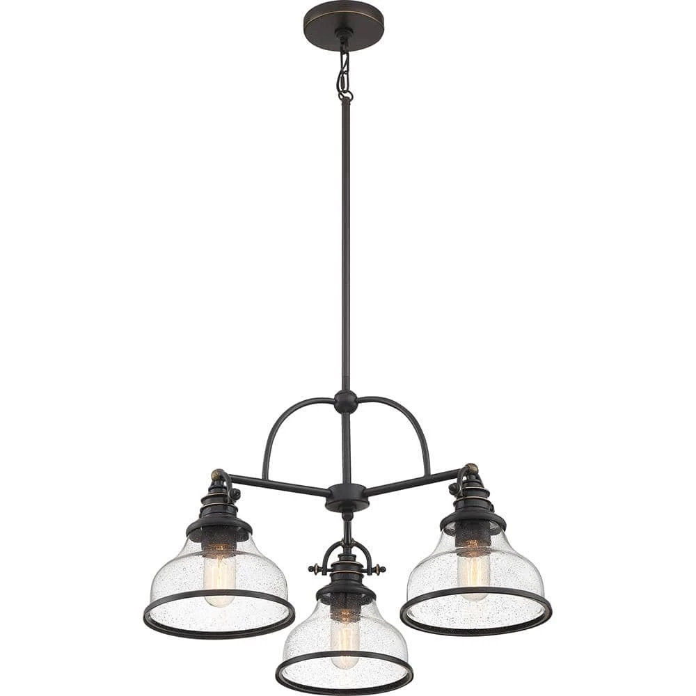 Grant 3-Light Palladian Bronze Chandelier by Quoizel 6 Grant 3-Light Palladian Bronze Chandelier by Quoizel - Image 4