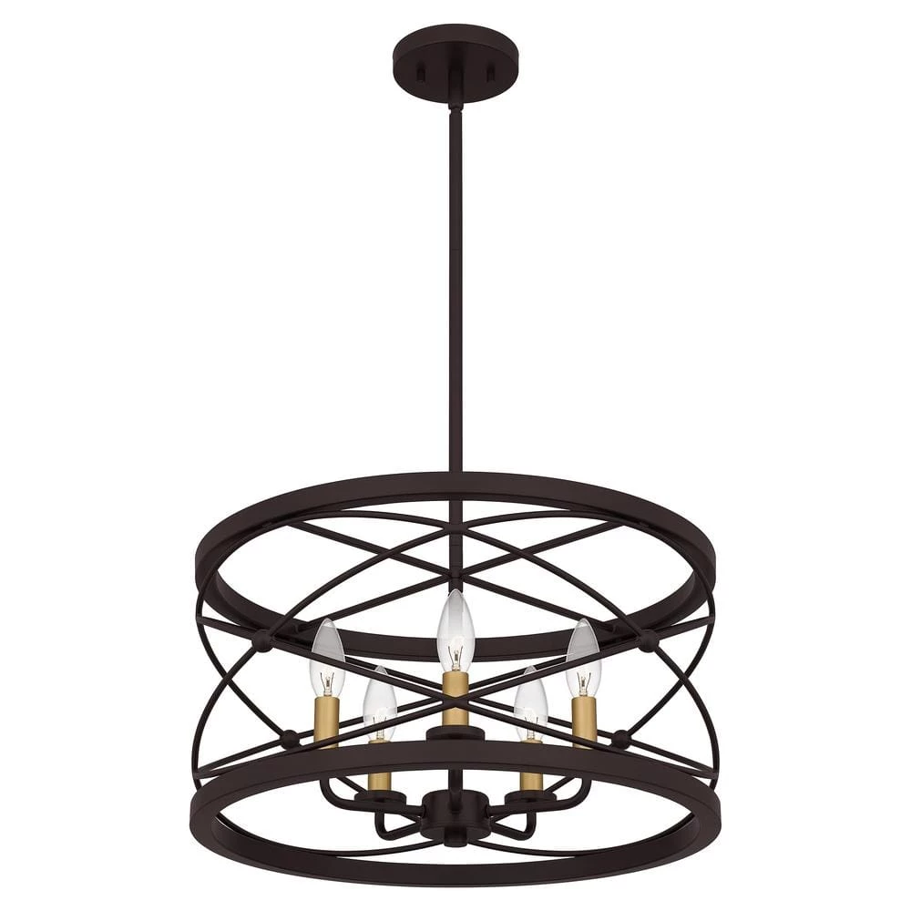 Potts 5-Light Palladian Bronze Shaded Pendant Light by Quoizel 7 Potts 5-Light Palladian Bronze Shaded Pendant Light by Quoizel - Image 5