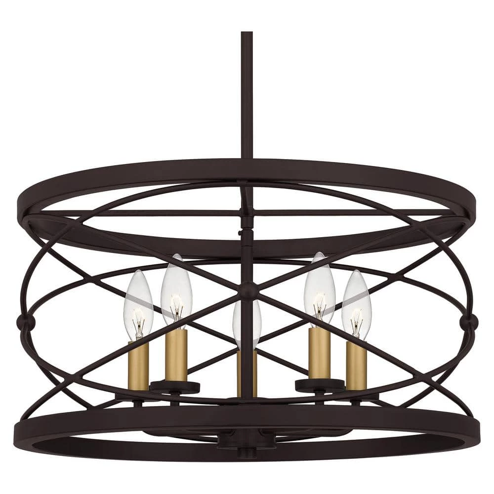 Potts 5-Light Palladian Bronze Shaded Pendant Light by Quoizel 8 Potts 5-Light Palladian Bronze Shaded Pendant Light by Quoizel - Image 6