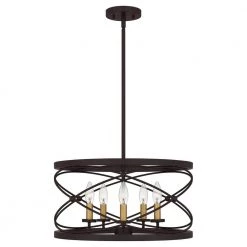 Potts 5-Light Palladian Bronze Shaded Pendant Light by Quoizel 14 Potts 5-Light Palladian Bronze Shaded Pendant Light by Quoizel -Quoizel Sales palladian bronze quoizel chandeliers ptt2819pn 4f 1000