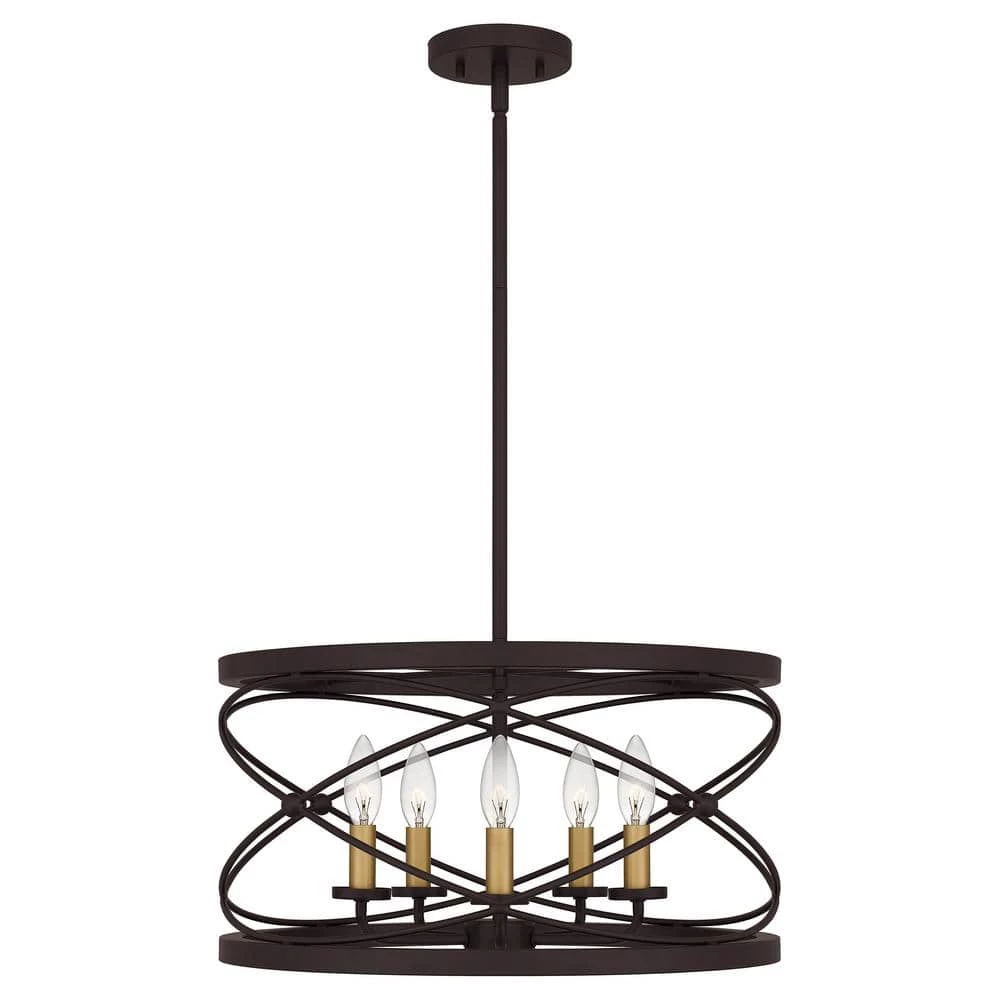 Potts 5-Light Palladian Bronze Shaded Pendant Light by Quoizel 6 Potts 5-Light Palladian Bronze Shaded Pendant Light by Quoizel - Image 4