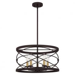 Potts 5-Light Palladian Bronze Shaded Pendant Light by Quoizel