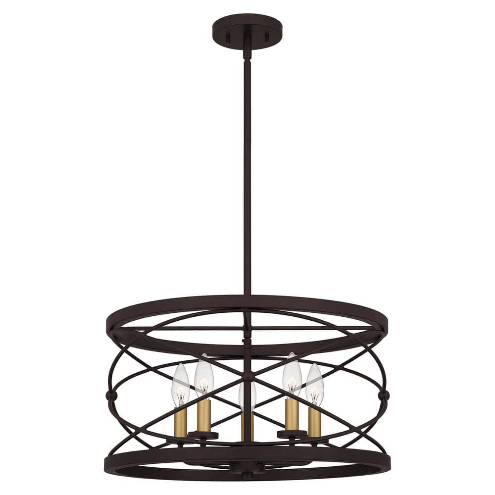 Potts 5-Light Palladian Bronze Shaded Pendant Light by Quoizel 3 Potts 5-Light Palladian Bronze Shaded Pendant Light by Quoizel