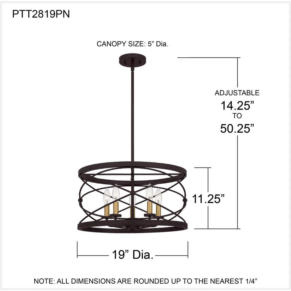 Potts 5-Light Palladian Bronze Shaded Pendant Light by Quoizel 10 Potts 5-Light Palladian Bronze Shaded Pendant Light by Quoizel - Image 8