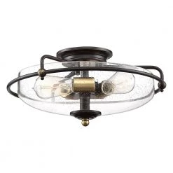 Griffin 17 in. 3-Light Palladian Bronze with Clear Glass Flush Mount by Quoizel -Quoizel Sales palladian bronze quoizel flush mount lights gfc1617pn 4f 1000