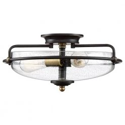 Griffin 17 in. 3-Light Palladian Bronze with Clear Glass Flush Mount by Quoizel