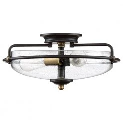 Griffin 17 in. 3-Light Palladian Bronze with Clear Glass Flush Mount by Quoizel -Quoizel Sales palladian bronze quoizel flush mount lights gfc1617pn c3 1000