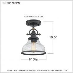 Grant 8 in. 1-Light Palladian Bronze Semi-Flush Mount by Quoizel 9 Grant 8 in. 1-Light Palladian Bronze Semi-Flush Mount by Quoizel -Quoizel Sales palladian bronze quoizel flush mount lights grts1708pn 4f 1000