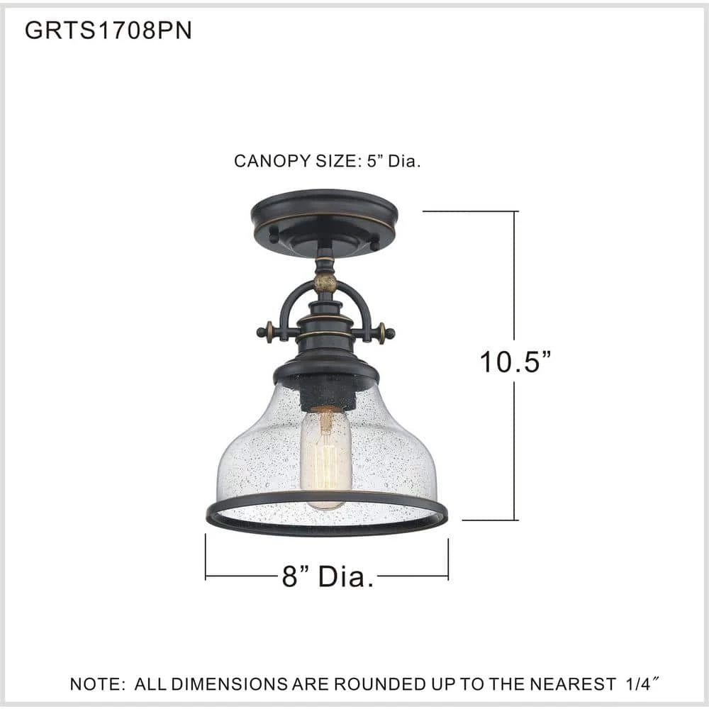 Grant 8 in. 1-Light Palladian Bronze Semi-Flush Mount by Quoizel 6 Grant 8 in. 1-Light Palladian Bronze Semi-Flush Mount by Quoizel - Image 4