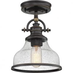 Grant 8 in. 1-Light Palladian Bronze Semi-Flush Mount by Quoizel
