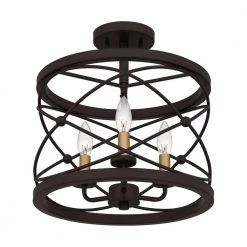 Potts 3-Light Palladian Bronze Semi-Flush Mount by Quoizel -Quoizel Sales palladian bronze quoizel flush mount lights ptt1714pn 1f 1000