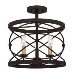 Potts 3-Light Palladian Bronze Semi-Flush Mount by Quoizel