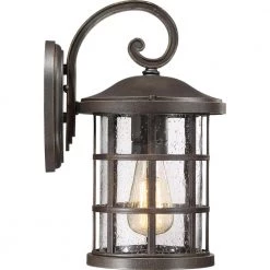 Crusade 1-Light Bronze Outdoor Wall Lantern Sconce by Quoizel -Quoizel Sales palladian bronze quoizel outdoor sconces cse8408pn 1f 1000