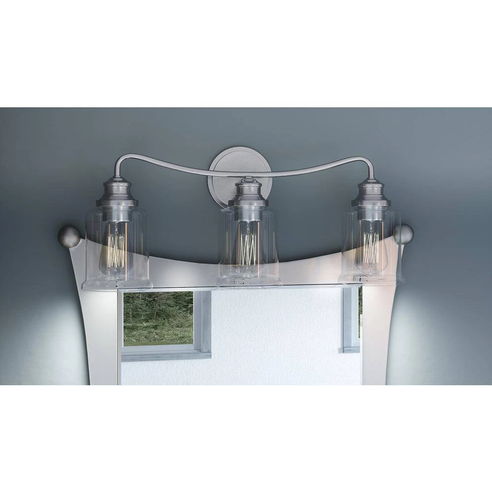 Rover 3-Light Polished Antique Nickel Vanity Light by Quoizel 4 Rover 3-Light Polished Antique Nickel Vanity Light by Quoizel - Image 2