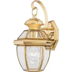 Newbury 1-Light Brass Outdoor Wall Lantern Sconce by Quoizel