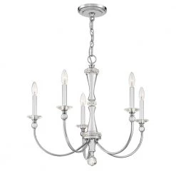 Mila 5-Light Polished Chrome Candle-Style Chandelier by Quoizel -Quoizel Sales polished chrome quoizel chandeliers mil5027c 4f 1000