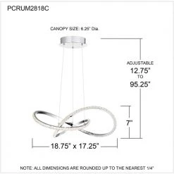 Rumi 18.75 in. Integrated LED Polished Chrome Pendant by Quoizel -Quoizel Sales polished chrome quoizel chandeliers pcrum2818c 76 1000