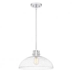 Iona 1-Light Polished Chrome Pendant with Clear Seeded Glass by Quoizel