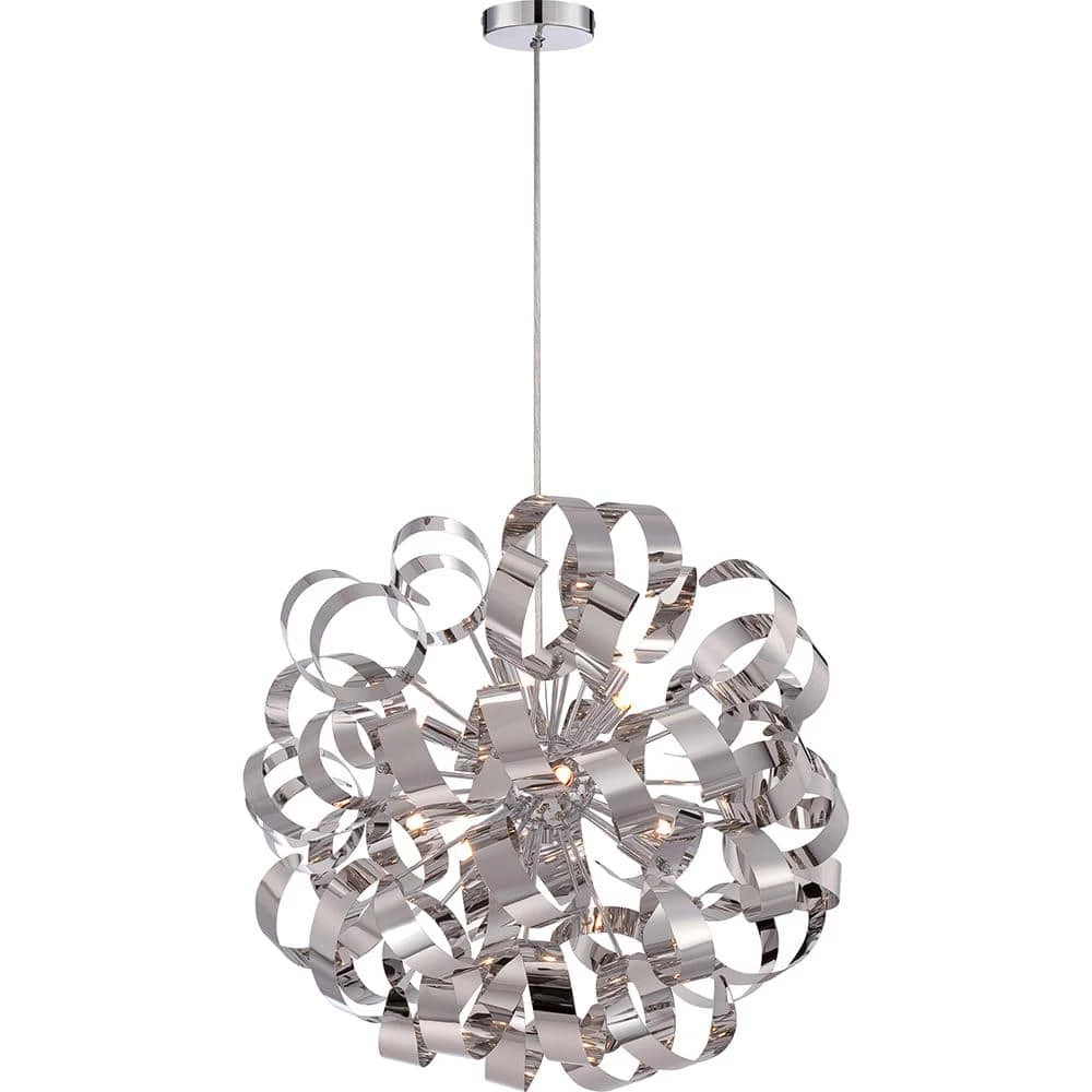 Ribbons 23 in. 12-Light Polished Chrome Pendant by Quoizel 3 Ribbons 23 in. 12-Light Polished Chrome Pendant by Quoizel