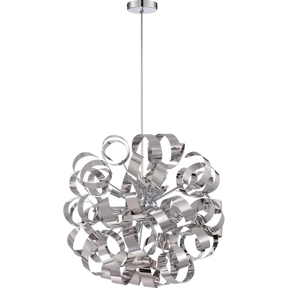 Ribbons 23 in. 12-Light Polished Chrome Pendant by Quoizel 5 Ribbons 23 in. 12-Light Polished Chrome Pendant by Quoizel - Image 3