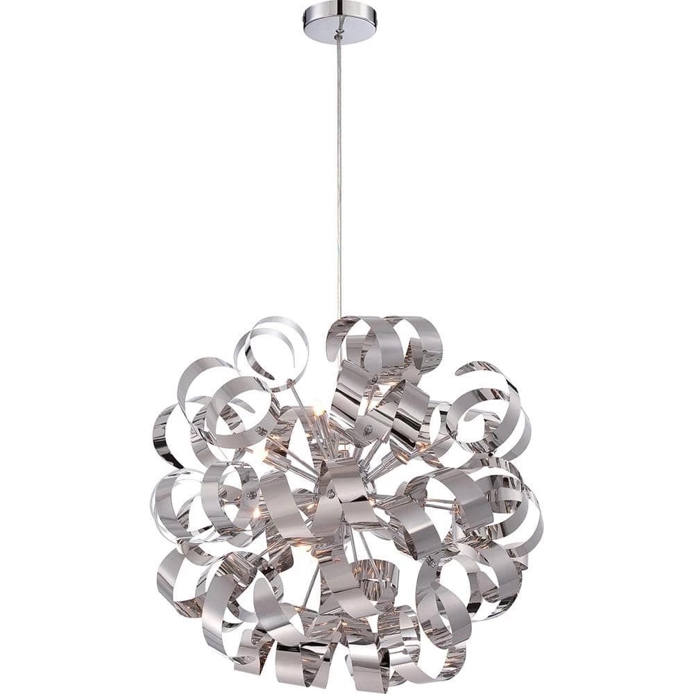 Ribbons 23 in. 12-Light Polished Chrome Pendant by Quoizel 4 Ribbons 23 in. 12-Light Polished Chrome Pendant by Quoizel - Image 2