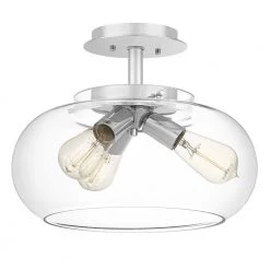 Andrews 3-Light Polished Chrome Semi-Flush Mount by Quoizel -Quoizel Sales polished chrome quoizel flush mount lights anw1714c 4f 1000