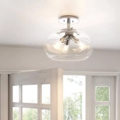 Andrews 3-Light Polished Chrome Semi-Flush Mount by Quoizel -Quoizel Sales polished chrome quoizel flush mount lights anw1714c fa 1000