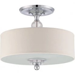 Downtown 3-Light Polished Chrome Semi-Flush Mount by Quoizel -Quoizel Sales polished chrome quoizel flush mount lights dw1717c c3 1000