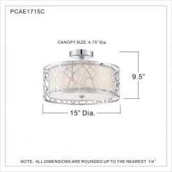 Abode 15 in. 3-Light Polished Chrome Semi-Flush Mount by Quoizel -Quoizel Sales polished chrome quoizel flush mount lights pcae1715c 1f 1000