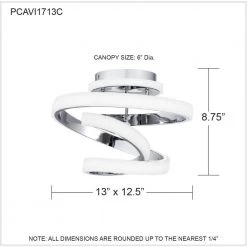 Aviva 13 in. Polished Chrome LED Semi-Flush Mount by Quoizel -Quoizel Sales polished chrome quoizel flush mount lights pcavi1713c 76 1000