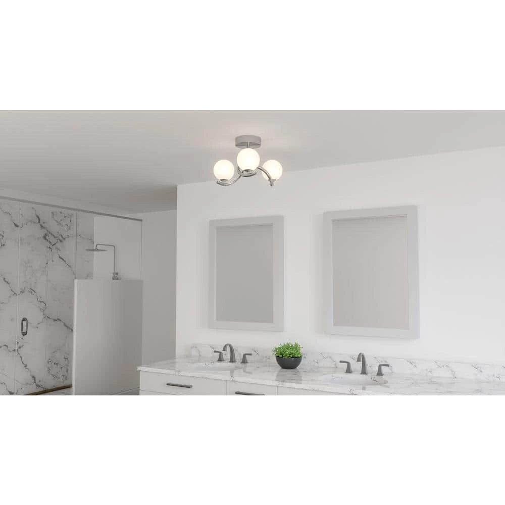 Essence 16 -in Polished Chrome LED Semi-Flush Mount with Opal Etched Glass Shade by Quoizel 10 Essence 16 -in Polished Chrome LED Semi-Flush Mount with Opal Etched Glass Shade by Quoizel - Image 8