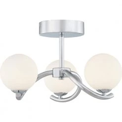 Essence 16 -in Polished Chrome LED Semi-Flush Mount with Opal Etched Glass Shade by Quoizel