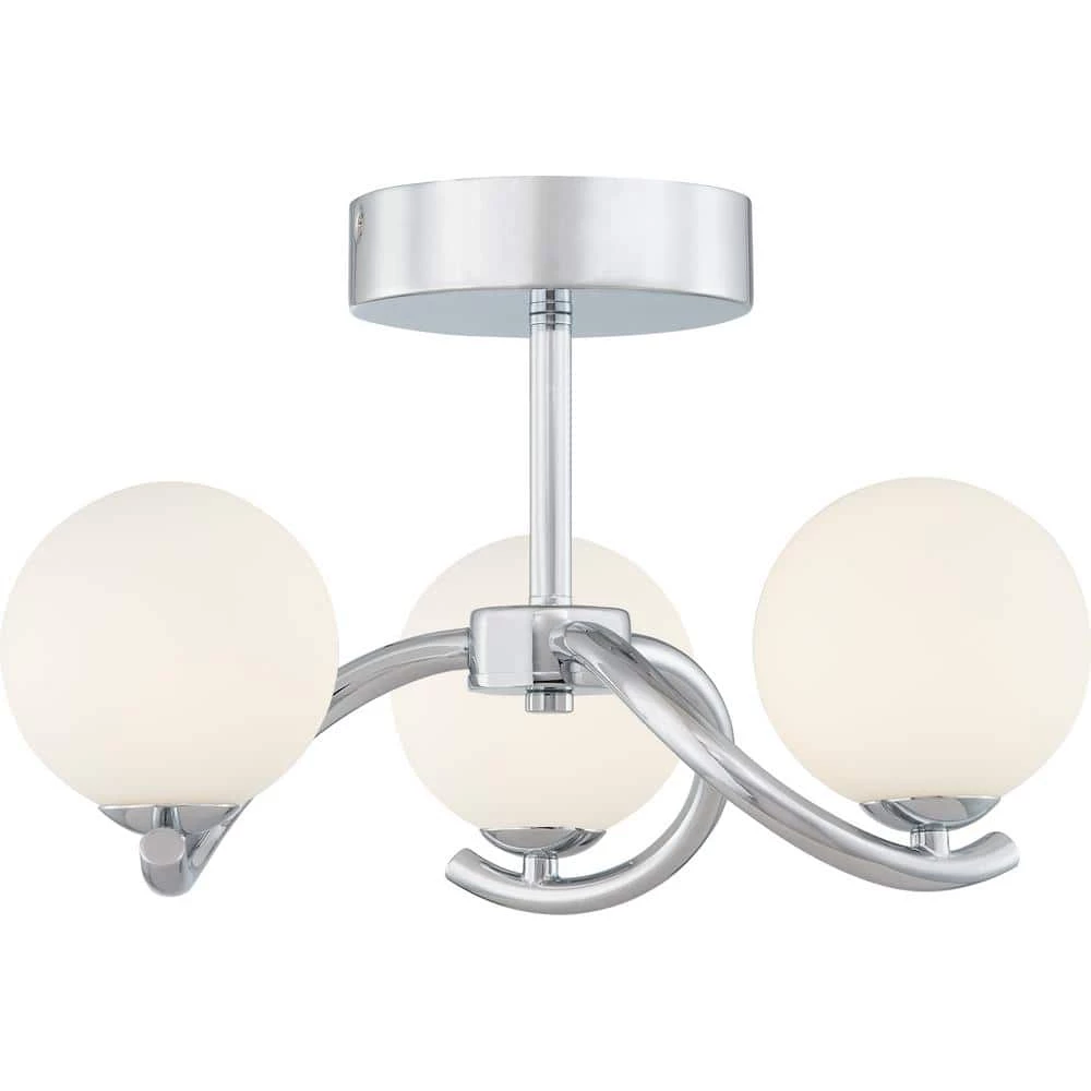 Essence 16 -in Polished Chrome LED Semi-Flush Mount with Opal Etched Glass Shade by Quoizel 3 Essence 16 -in Polished Chrome LED Semi-Flush Mount with Opal Etched Glass Shade by Quoizel