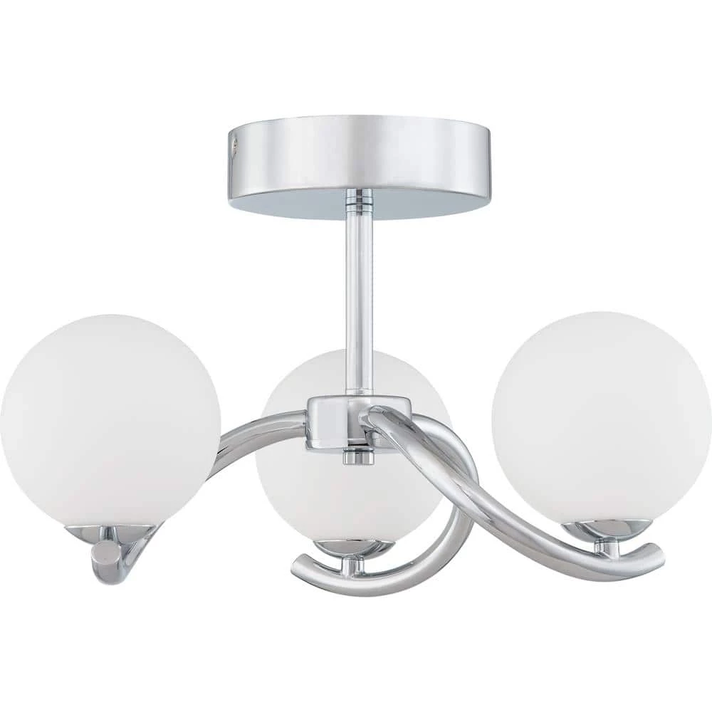 Essence 16 -in Polished Chrome LED Semi-Flush Mount with Opal Etched Glass Shade by Quoizel 5 Essence 16 -in Polished Chrome LED Semi-Flush Mount with Opal Etched Glass Shade by Quoizel - Image 3