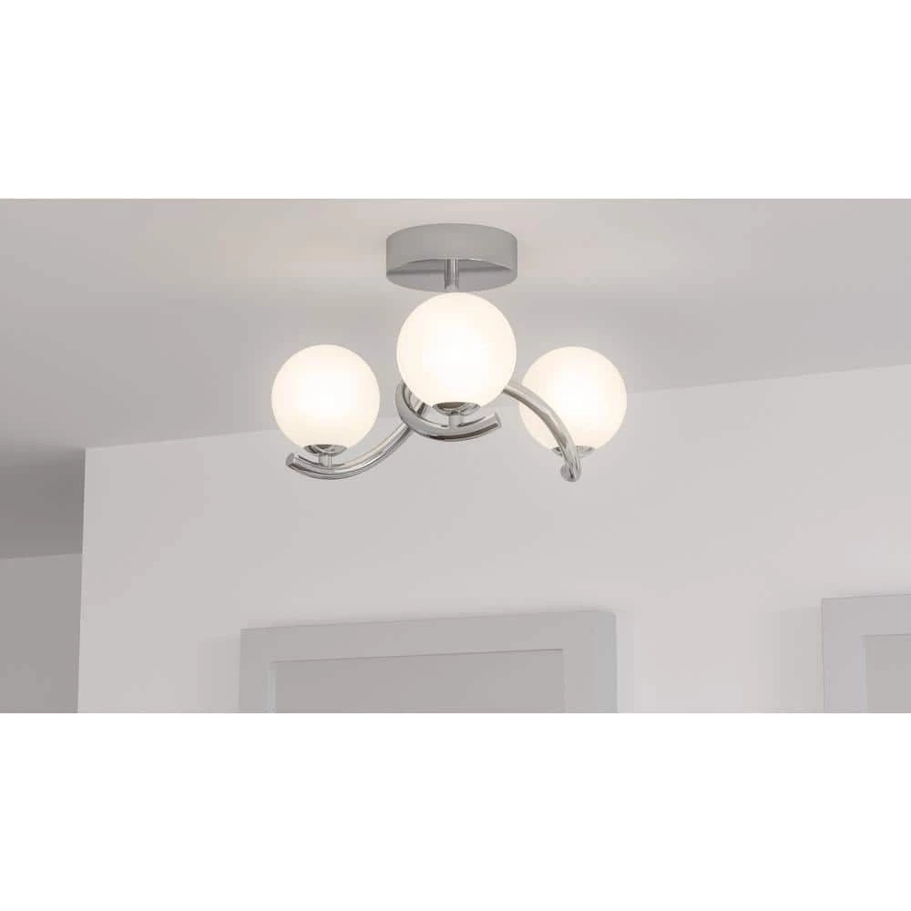 Essence 16 -in Polished Chrome LED Semi-Flush Mount with Opal Etched Glass Shade by Quoizel 4 Essence 16 -in Polished Chrome LED Semi-Flush Mount with Opal Etched Glass Shade by Quoizel - Image 2