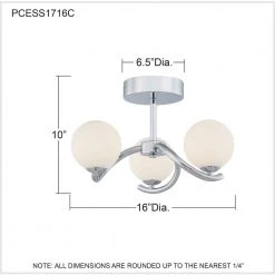 Essence 16 -in Polished Chrome LED Semi-Flush Mount with Opal Etched Glass Shade by Quoizel 16 Essence 16 -in Polished Chrome LED Semi-Flush Mount with Opal Etched Glass Shade by Quoizel -Quoizel Sales polished chrome quoizel flush mount lights pcess1716c fa 1000