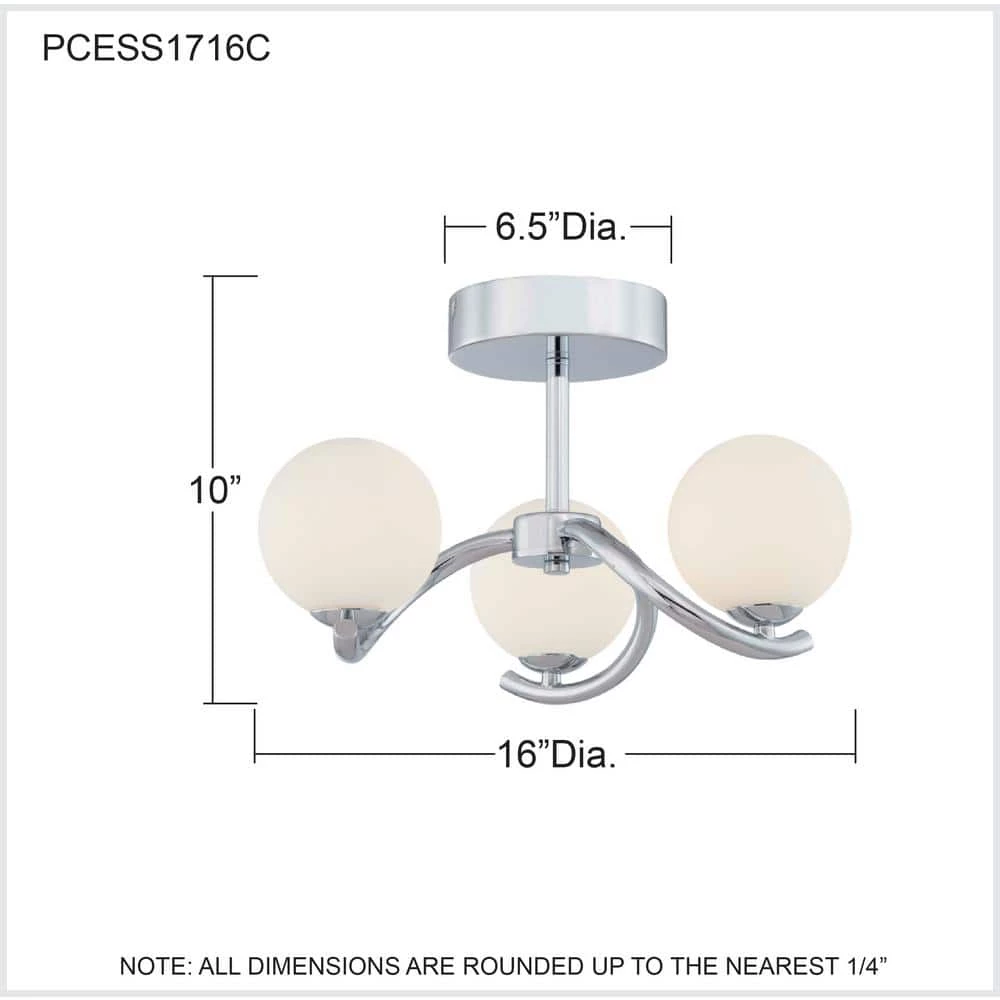 Essence 16 -in Polished Chrome LED Semi-Flush Mount with Opal Etched Glass Shade by Quoizel 9 Essence 16 -in Polished Chrome LED Semi-Flush Mount with Opal Etched Glass Shade by Quoizel - Image 7