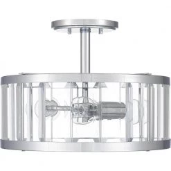 Lucia 15 in. 3-Light Polished Chrome Semi-Flush Mount by Quoizel 14 Lucia 15 in. 3-Light Polished Chrome Semi-Flush Mount by Quoizel -Quoizel Sales polished chrome quoizel flush mount lights pclca1715c 1f 1000