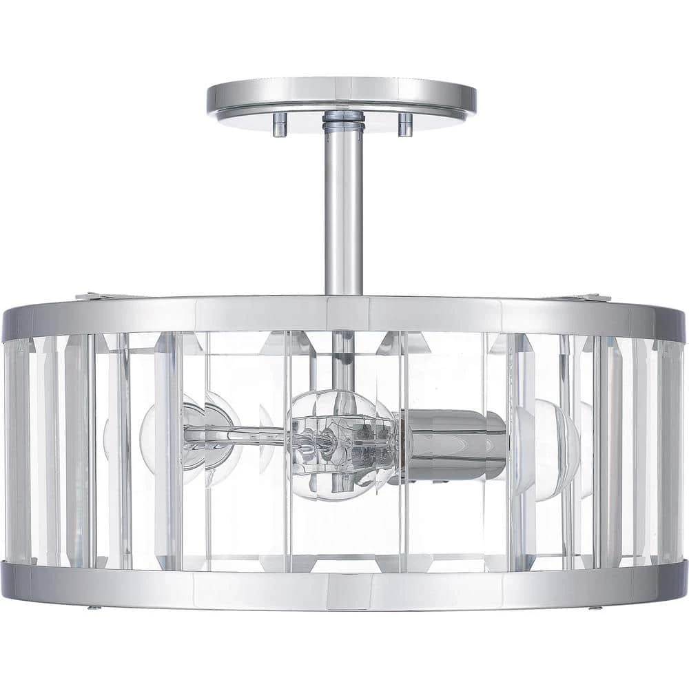 Lucia 15 in. 3-Light Polished Chrome Semi-Flush Mount by Quoizel 7 Lucia 15 in. 3-Light Polished Chrome Semi-Flush Mount by Quoizel - Image 5