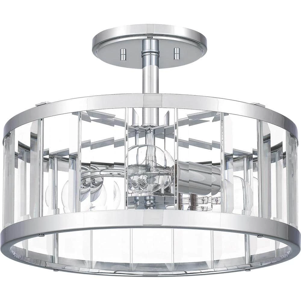 Lucia 15 in. 3-Light Polished Chrome Semi-Flush Mount by Quoizel 6 Lucia 15 in. 3-Light Polished Chrome Semi-Flush Mount by Quoizel - Image 4