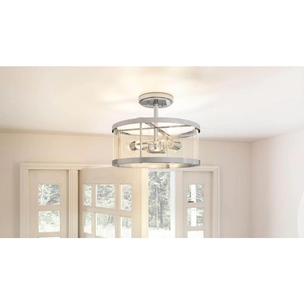 Lucia 15 in. 3-Light Polished Chrome Semi-Flush Mount by Quoizel 4 Lucia 15 in. 3-Light Polished Chrome Semi-Flush Mount by Quoizel - Image 2