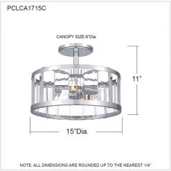 Lucia 15 in. 3-Light Polished Chrome Semi-Flush Mount by Quoizel 16 Lucia 15 in. 3-Light Polished Chrome Semi-Flush Mount by Quoizel -Quoizel Sales polished chrome quoizel flush mount lights pclca1715c 76 1000