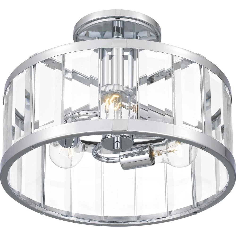 Lucia 15 in. 3-Light Polished Chrome Semi-Flush Mount by Quoizel 5 Lucia 15 in. 3-Light Polished Chrome Semi-Flush Mount by Quoizel - Image 3