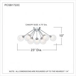 Spellbound 23 in. 9-Light Polished Chrome Semi-Flush Mount by Quoizel -Quoizel Sales polished chrome quoizel flush mount lights pcsb1722c 1f 1000