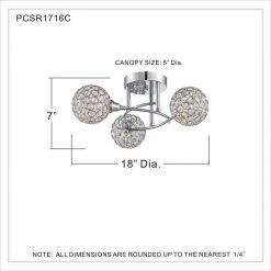 Shimmer 3-Light Polished Chrome Semi-Flush Mount by Quoizel -Quoizel Sales polished chrome quoizel flush mount lights pcsr1716c 1f 1000