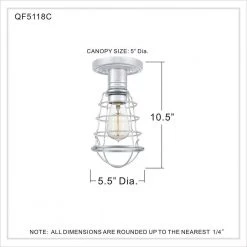 Mixon 5.5 in. 1-Light Polished Chrome Semi-Flush Mount by Quoizel 13 Mixon 5.5 in. 1-Light Polished Chrome Semi-Flush Mount by Quoizel -Quoizel Sales polished chrome quoizel flush mount lights qf5118c 1f 1000