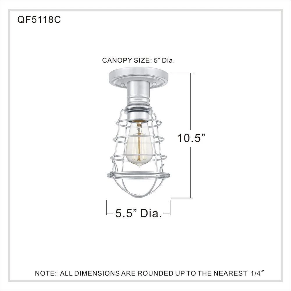 Mixon 5.5 in. 1-Light Polished Chrome Semi-Flush Mount by Quoizel 7 Mixon 5.5 in. 1-Light Polished Chrome Semi-Flush Mount by Quoizel - Image 5