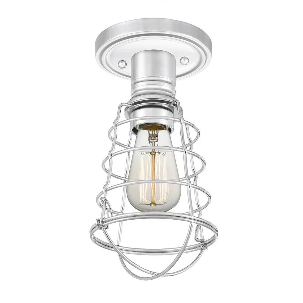 Mixon 5.5 in. 1-Light Polished Chrome Semi-Flush Mount by Quoizel 6 Mixon 5.5 in. 1-Light Polished Chrome Semi-Flush Mount by Quoizel - Image 4