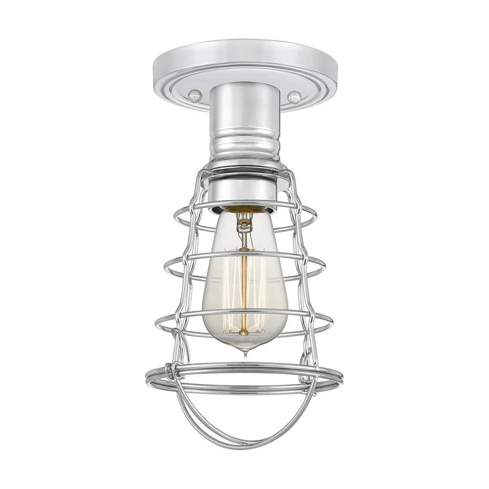 Mixon 5.5 in. 1-Light Polished Chrome Semi-Flush Mount by Quoizel 4 Mixon 5.5 in. 1-Light Polished Chrome Semi-Flush Mount by Quoizel - Image 2