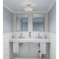 Easton 3-Light Polished Chrome Semi-Flush Mount with Opal Glass by Quoizel -Quoizel Sales polished chrome quoizel flush mount lights qsf5364c 31 1000